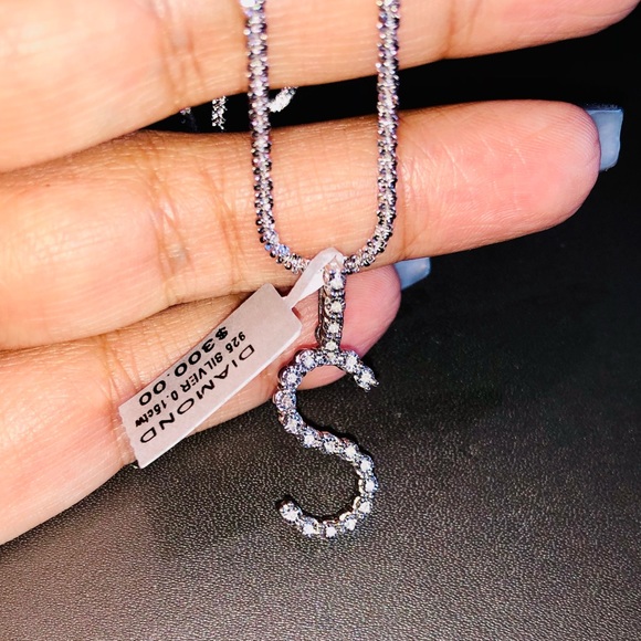 Beautiful real diamond S initial pendant charm not c w/ Turkish chain best gift - Picture 6 of 6
